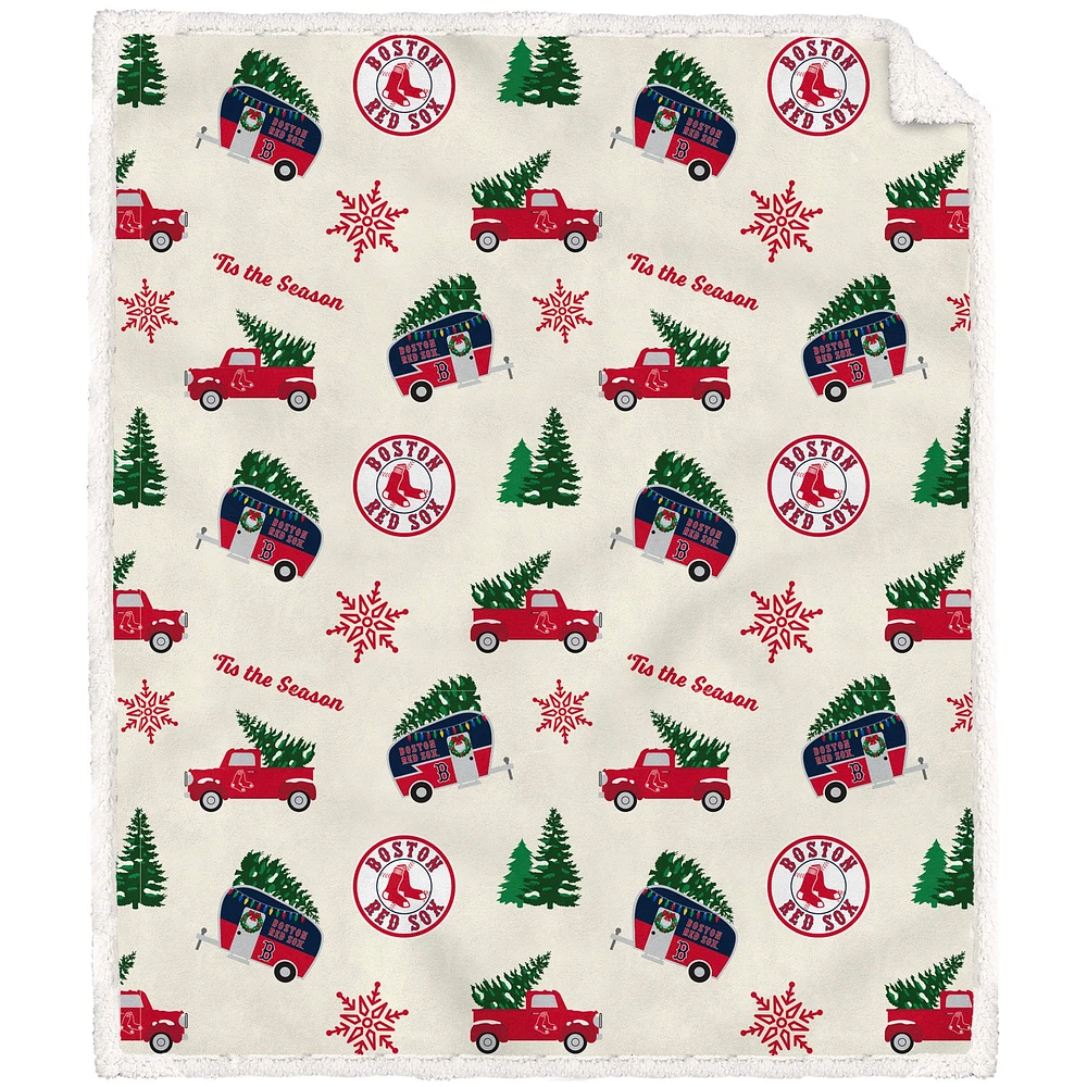 Couverture polaire en flanelle Sherpa pour camionnette de vacances Boston Red Sox 50'' x 60''