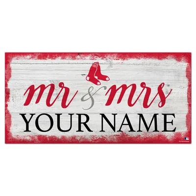 Boston Red Sox 6" x 12" Personalized Mr. & Mrs. Script Sign