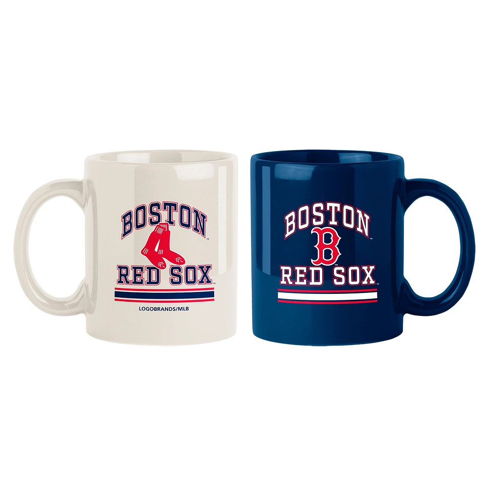 Lot de deux tasses colorées de 15 oz des Red Sox de Boston