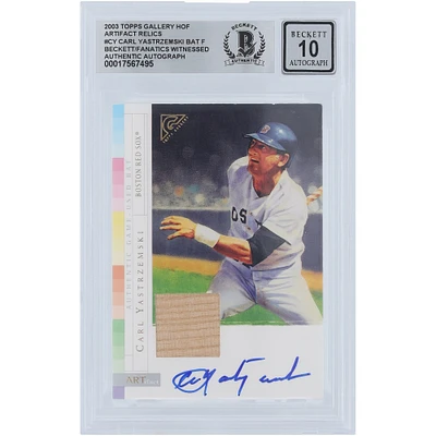 V106832 RedSox Carl Yastrzemski Boston Red Sox Autographié 2003 Topps Gallery Artifacts Bat Relic #AR-CY Beckett Fanatics Witnessed Authenticated 10 Card Carl Yastrzemski AUT TPP TRADING CARDS 45666 AUTTRC CA01B00129 #9