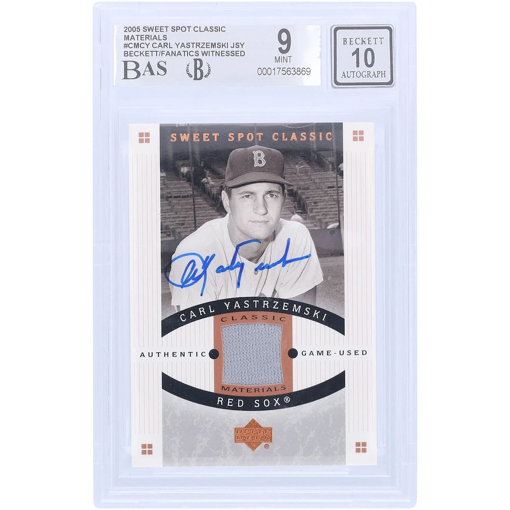 V106832 RedSox Carl Yastrzemski Boston Red Sox Autographié 2005 Upper Deck Sweet Spot Classic Materials Jersey Relic #CM-CY Beckett Fanatics Witnessed Authenticated 9/10 Card Carl Yastrzemski AUT UPD TRADING CARDS 45646 AUTTRC CA01B00096 #1
