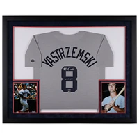 Maillot réplique Mitchell & Ness gris encadré de luxe autographié par Carl Yastrzemski des Boston Red Sox avec inscription « HOF 89 »