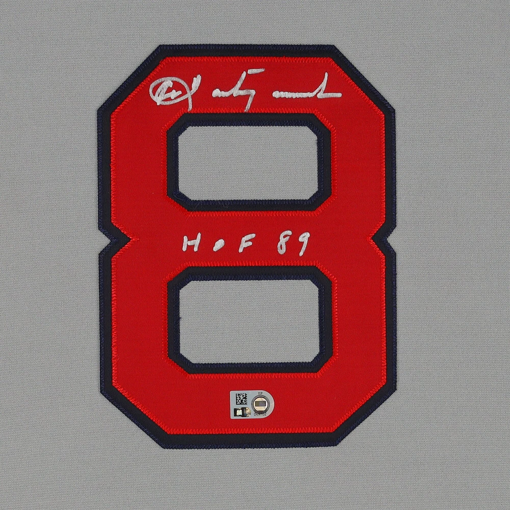 Maillot authentique autographié par Carl Yastrzemski des Boston Red Sox avec Mitchell et Ness et inscription « HOF 89 »