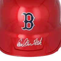 Réplique du casque de frappeur chromé alternatif autographié par Carlton Fisk des Red Sox de Boston