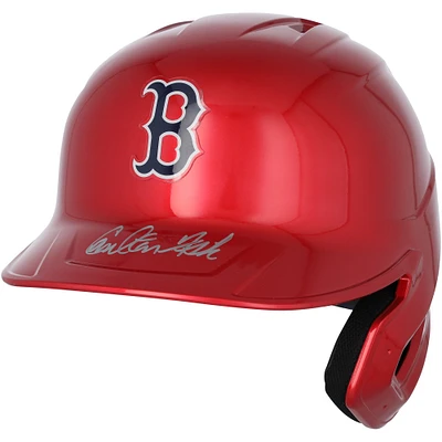 Réplique du casque de frappeur chromé alternatif autographié par Carlton Fisk des Red Sox de Boston