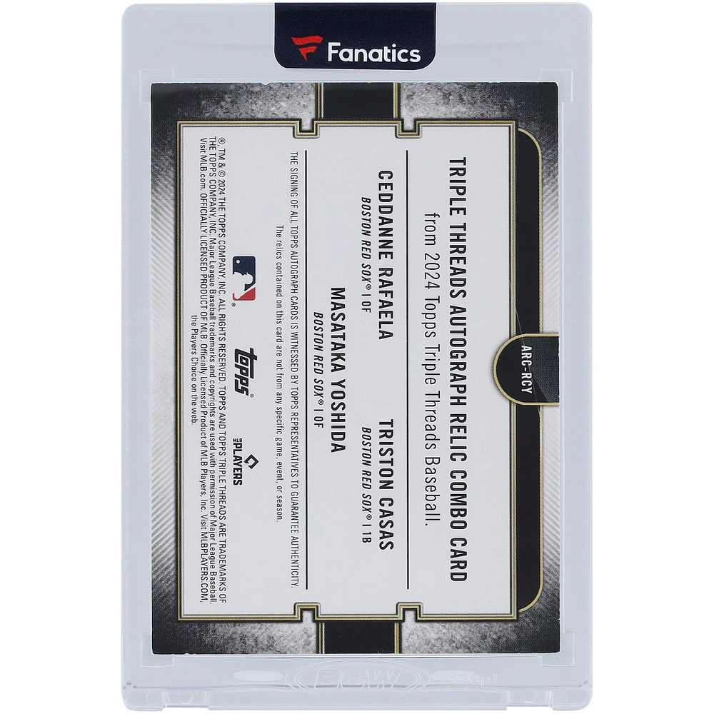Carte Triple Relic 4 couleurs Topps Triple Threads 2024 autographiée par Ceddanne Rafaela, Triston Casas et Masataka Yoshida des Boston Red Sox #ARC-RCY #1/1