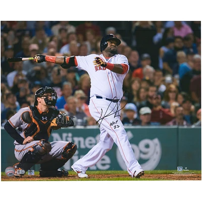 Photographie autographiée de 16" x 20" de David Ortiz des Red Sox de Boston avec l'inscription "HOF 22"