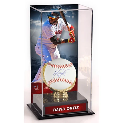 David Ortiz Boston Red Sox Autographed Baseball and Gold Glove Display Case with Image