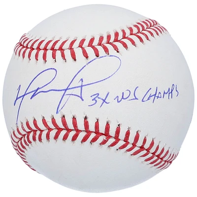 Baseball autographié par David Ortiz des Boston Red Sox avec l'inscription « 3x WS Champ »