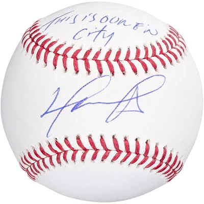 Baseball autographié par David Ortiz des Red Sox de Boston avec l'inscription « This Is Our F'N City »