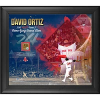 Collage encadré non signé de David Ortiz Boston Red Sox 15" x 17" 2013 American League Championship Series Grand Slam avec de la terre utilisée lors du match