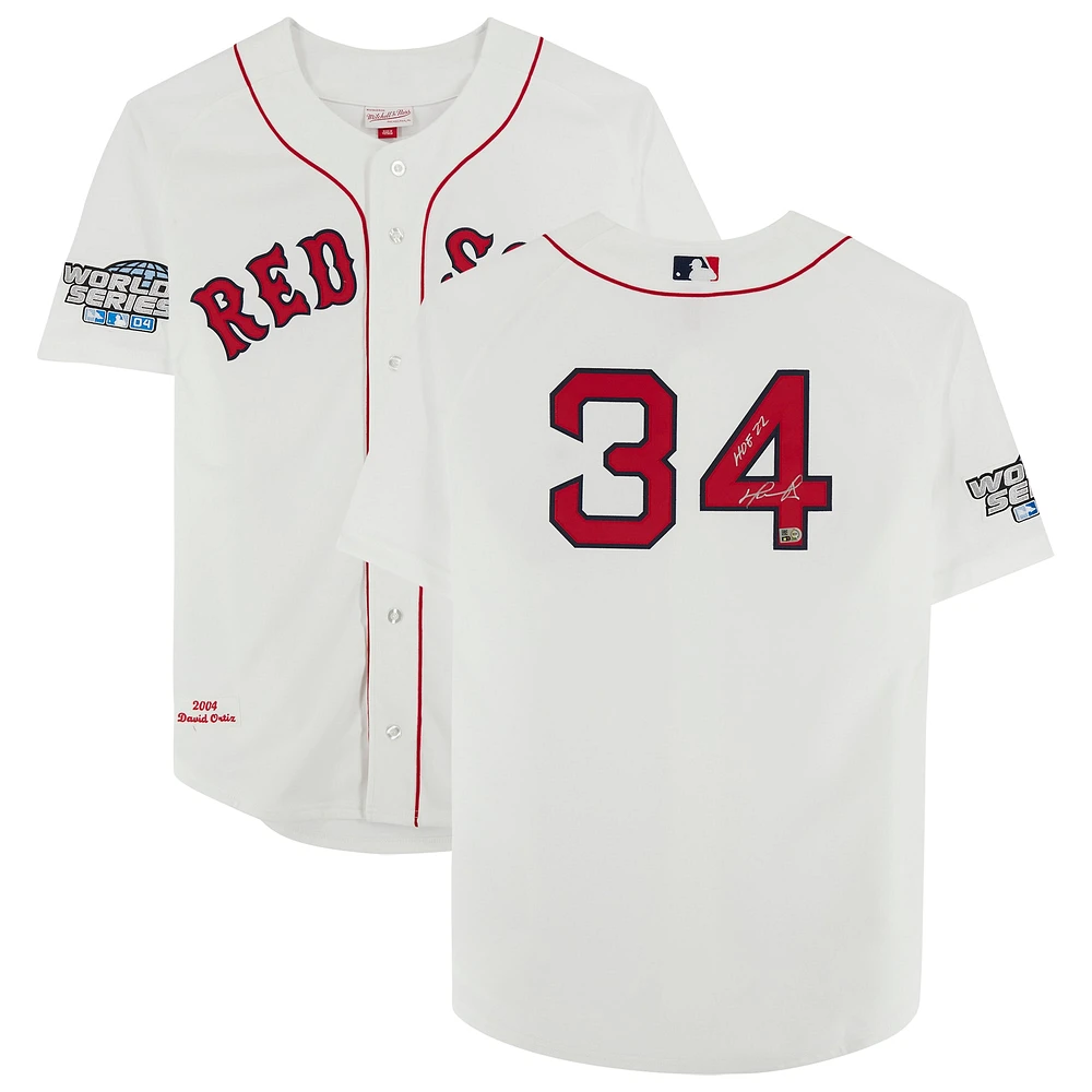 Maillot authentique autographié par David Ortiz des Boston Red Sox avec Mitchell & Ness et inscription « HOF 22 »