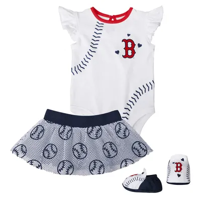 Outerstuff Girls Newborn & Infant Red/Navy/Heathered Gray Washington Nationals 3-Pack Batter Up Bodysuit Set