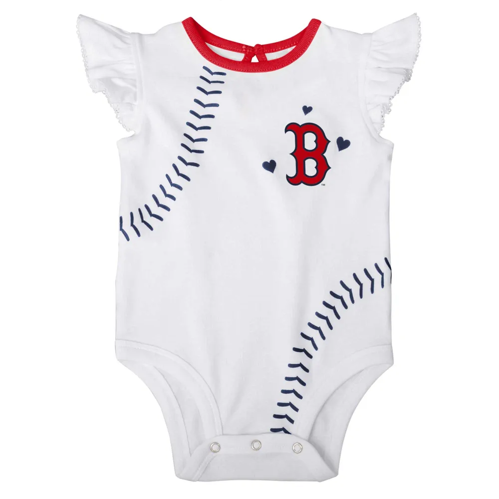 Girls Infant White/Navy Boston Red Sox Sweet Spot Three-Piece Bodysuit Skirt & Booties Set