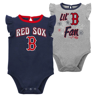 Lot de deux bodys pour nouveau-nés et bébés bleu marine/gris chiné Boston Red Sox Little Fan