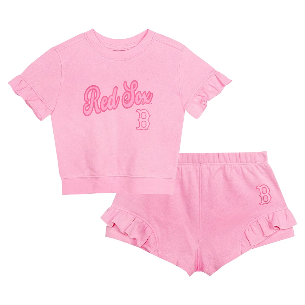 Ensemble t-shirt et short rose Fanatics pour filles des Red Sox de Boston Dugout