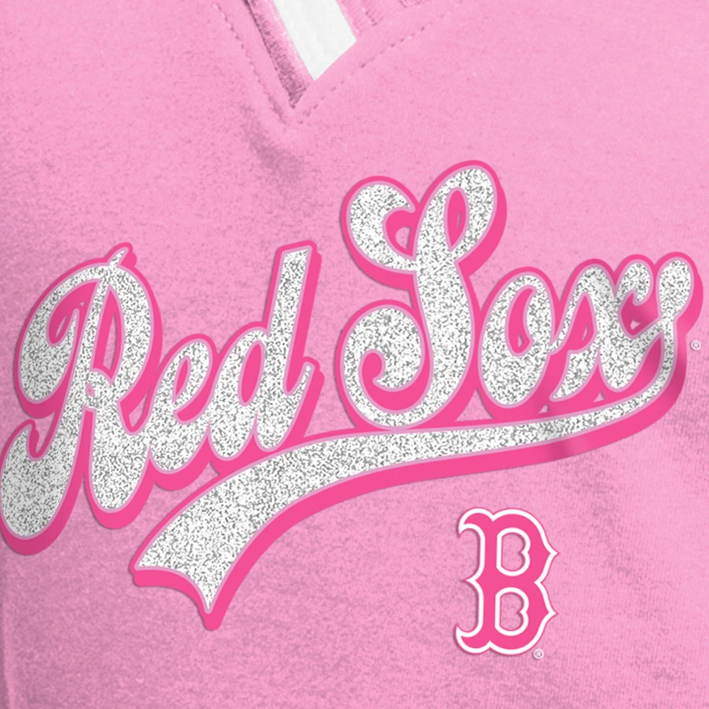 T-shirt raglan col V rose New Era pour jeunes filles, motif « Maman et moi » des Red Sox de Boston