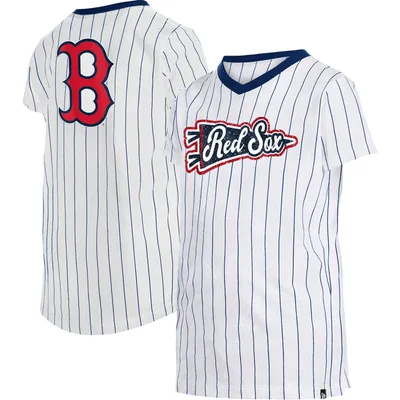 New Era Big Girls White St. Louis Cardinals Pinstripe V-Neck T