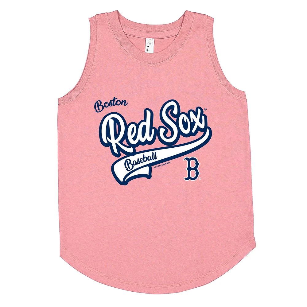 Girls Youth Soft as a Grape Pink Boston Red Sox Tank Top