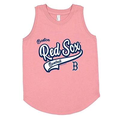 Girls Youth Soft as a Grape Pink Boston Red Sox Tank Top