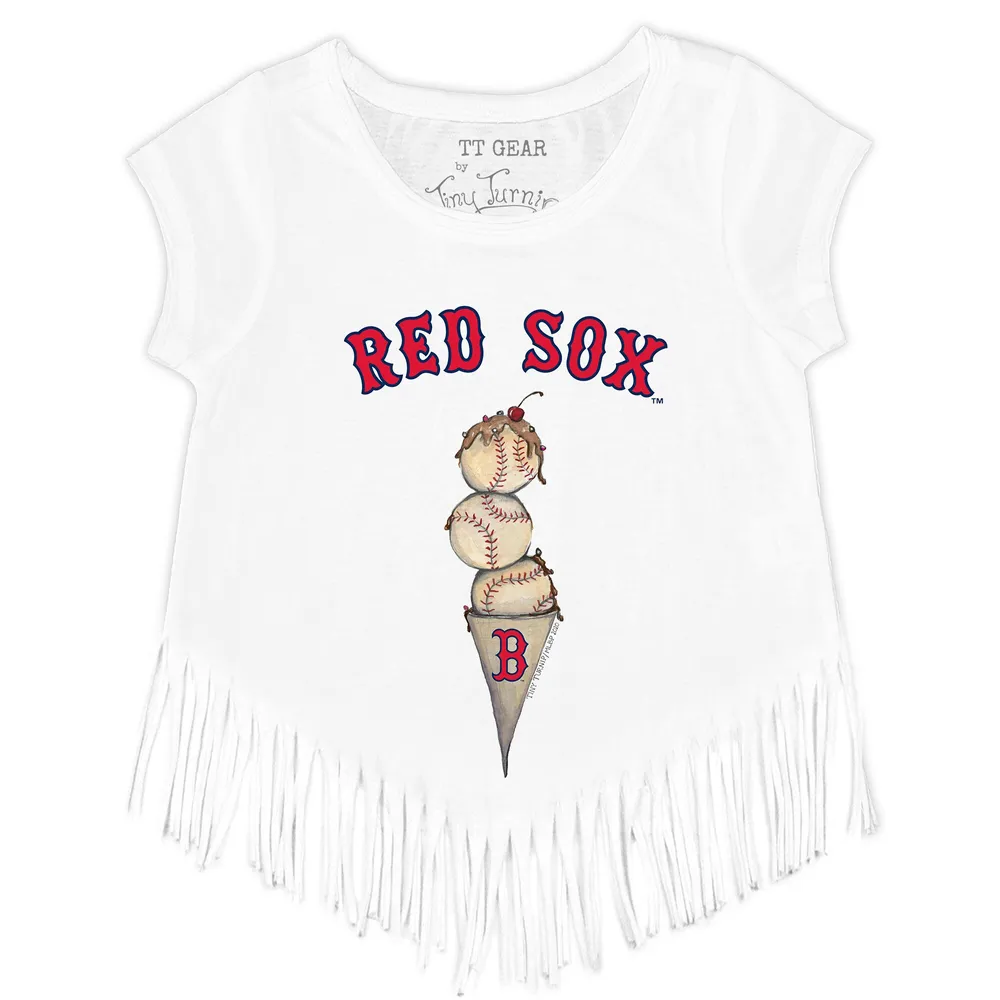 Youth Tiny Turnip White Boston Red Sox Stacked T-Shirt Size: Large