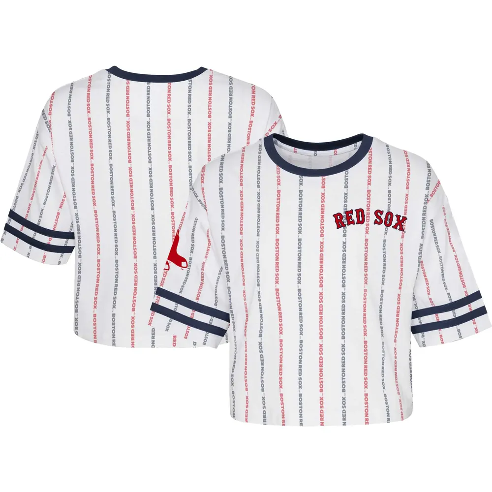 T-shirt blanc à rayures Boston Red Sox pour jeune fille