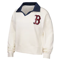 Sweat-shirt à col en V blanc pour jeunes filles Boston Red Sox Ballpark Hit