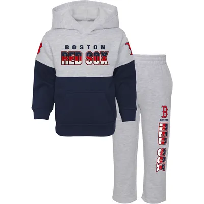 Boston Red Sox Infant Playmaker Pullover Hoodie & Pants Set - Navy/Heather Gray
