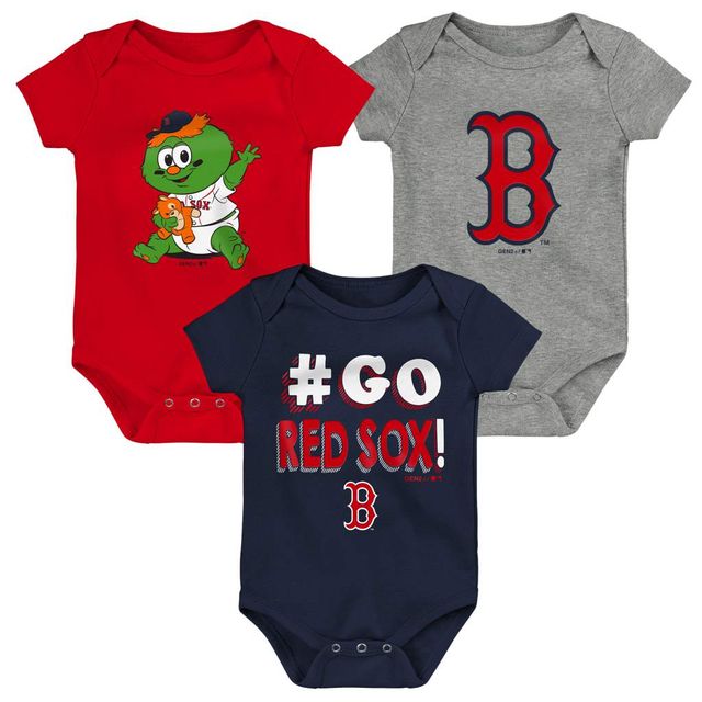 Ensemble de 3 bodys Born To Win pour bébé, bleu marine/rouge/gris, Boston Red Sox