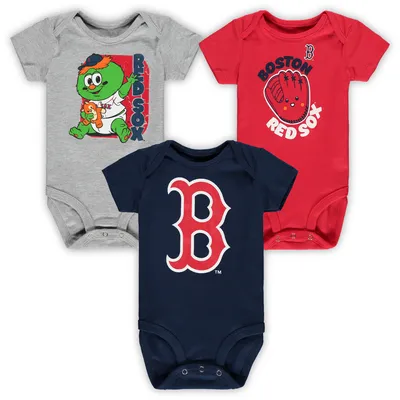 Boston Red Sox Infant Change Up 3-Pack Bodysuit Set - Navy/Red/Heathered Gray