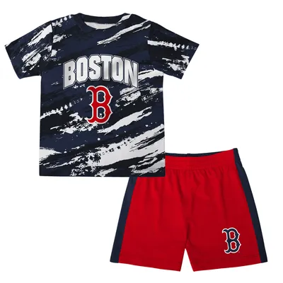 Boston Red Sox Infant Stealing Homebase 2.0 T-Shirt & Shorts Set - Navy/Red