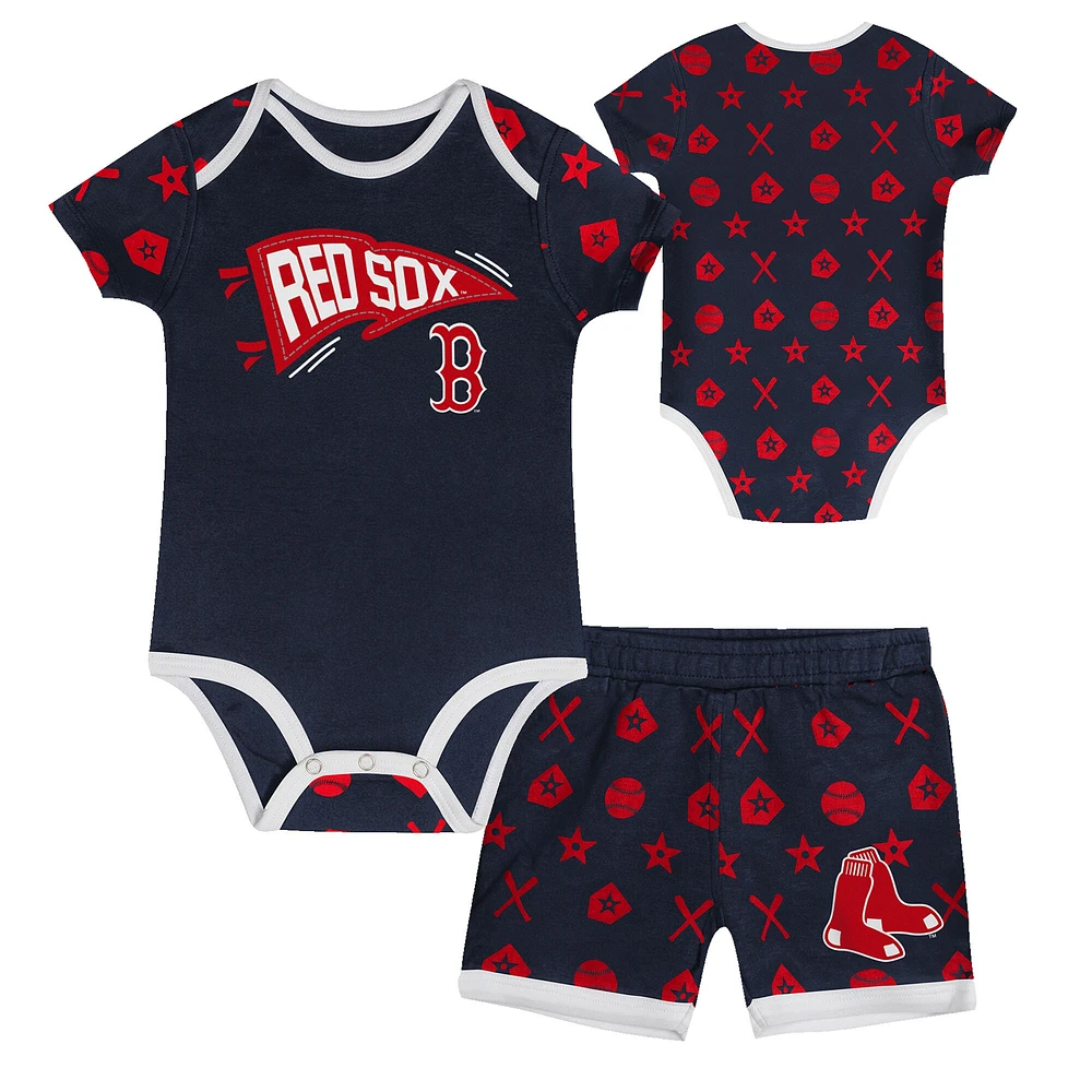 Ensemble de couvre-couches 2 pièces pour bébé Boston Red Sox On Deck bleu marine