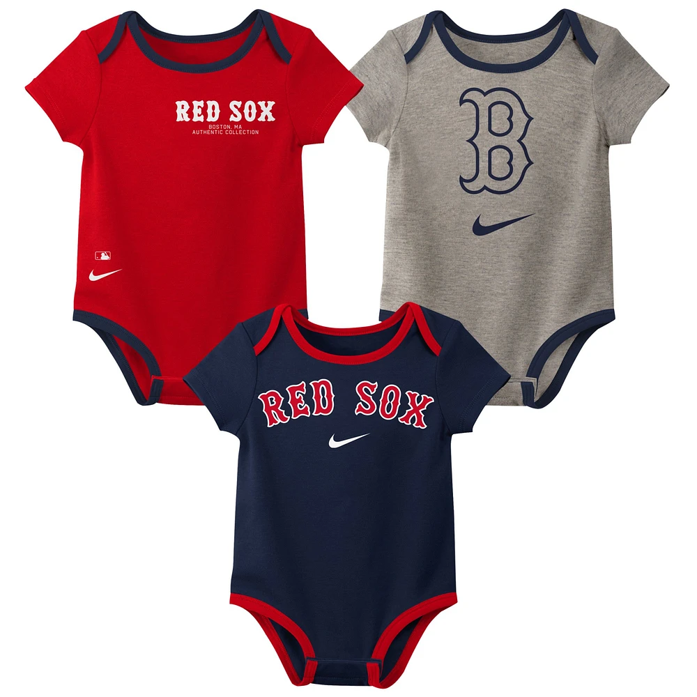 Infant Nike Boston Red Sox Authentic Collection Three-Pack Bodysuit Set