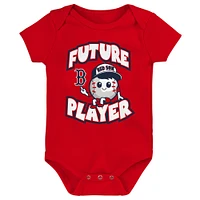 Lot de trois bodys pour bébé rouge/bleu marine/blanc Boston Red Sox Minor League Player