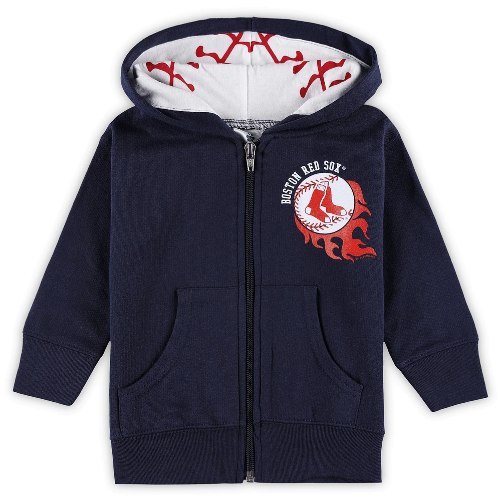 Infant Soft as a Grape Navy Boston Red Sox Baseball Full-Zip Hoodie