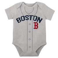 Lot de deux body Little Slugger des Boston Red Sox pour bébé, blanc/gris chiné