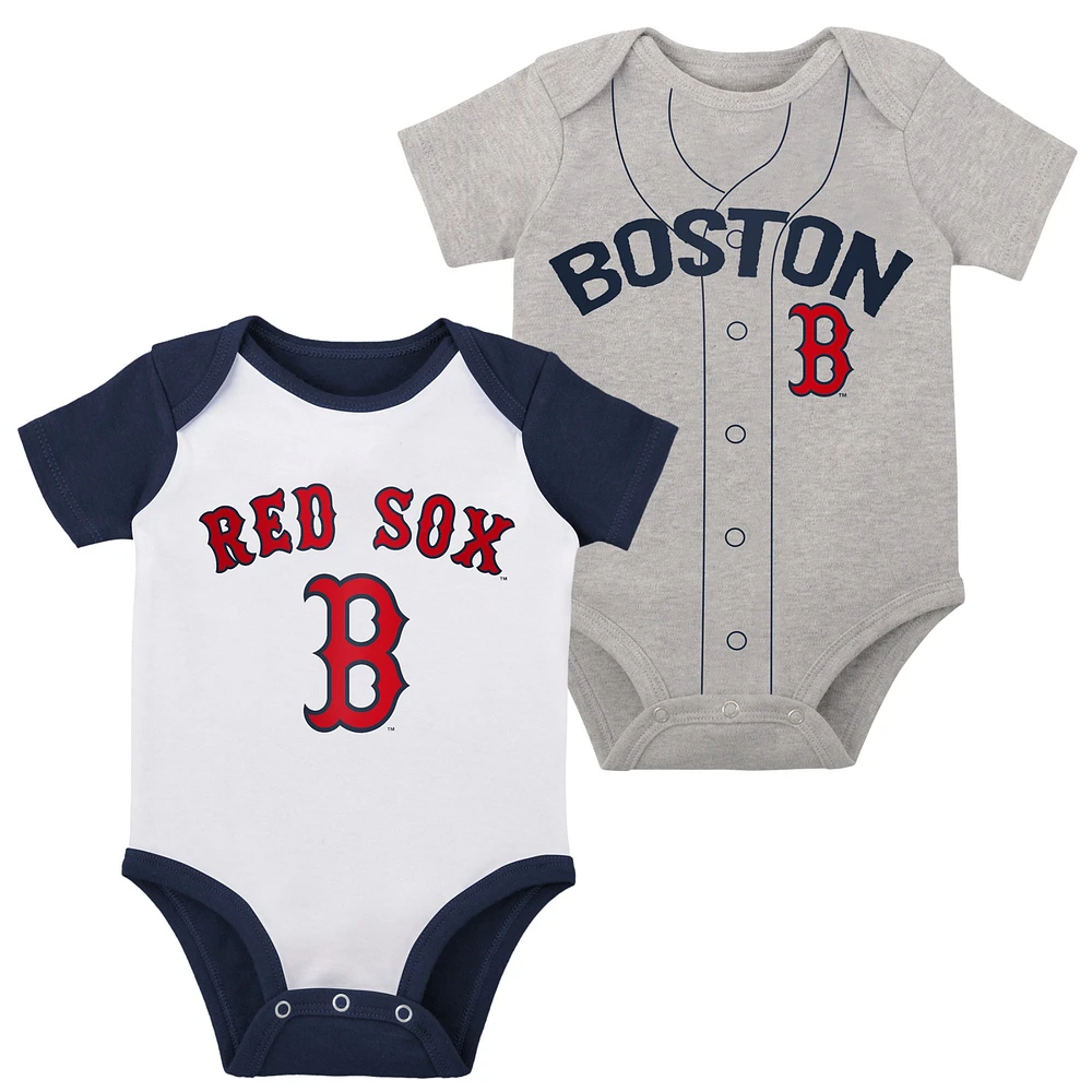 Infant White/Heather Gray Boston Red Sox Two-Pack Little Slugger Bodysuit Set