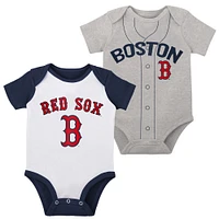 Lot de deux body Little Slugger des Boston Red Sox pour bébé, blanc/gris chiné