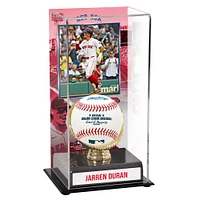 Vitrine de présentation des gants dorés des Boston Red Sox de Jarren Duran avec image