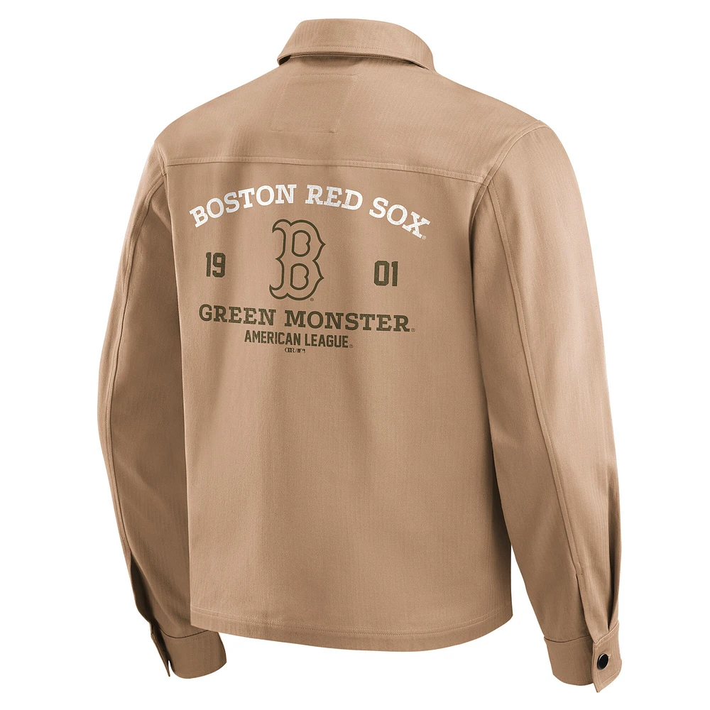 Men's Darius Rucker Collection by Fanatics  Tan Boston Red Sox Distressed Washed Full-Zip Jacket