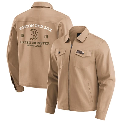 Men's Darius Rucker Collection by Fanatics  Tan Boston Red Sox Distressed Washed Full-Zip Jacket