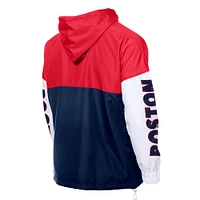 Men's New Era  Navy/Red Boston Red Sox Color Block Full-Zip Hoodie Windbreaker