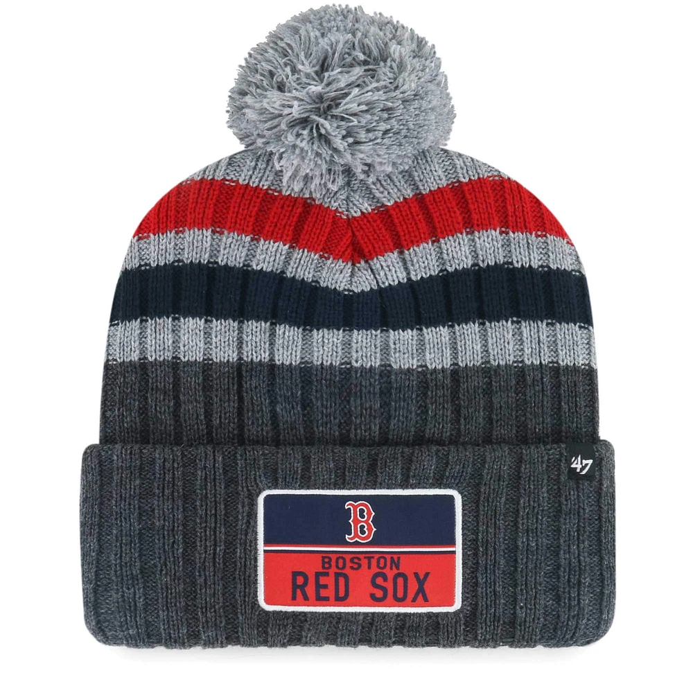 Bonnet en tricot à revers Stack '47 gris des Red Sox de Boston pour hommes avec pompon