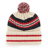 Men's '47 Natural Boston Red Sox Home Patch Cuffed Knit Hat with Pom