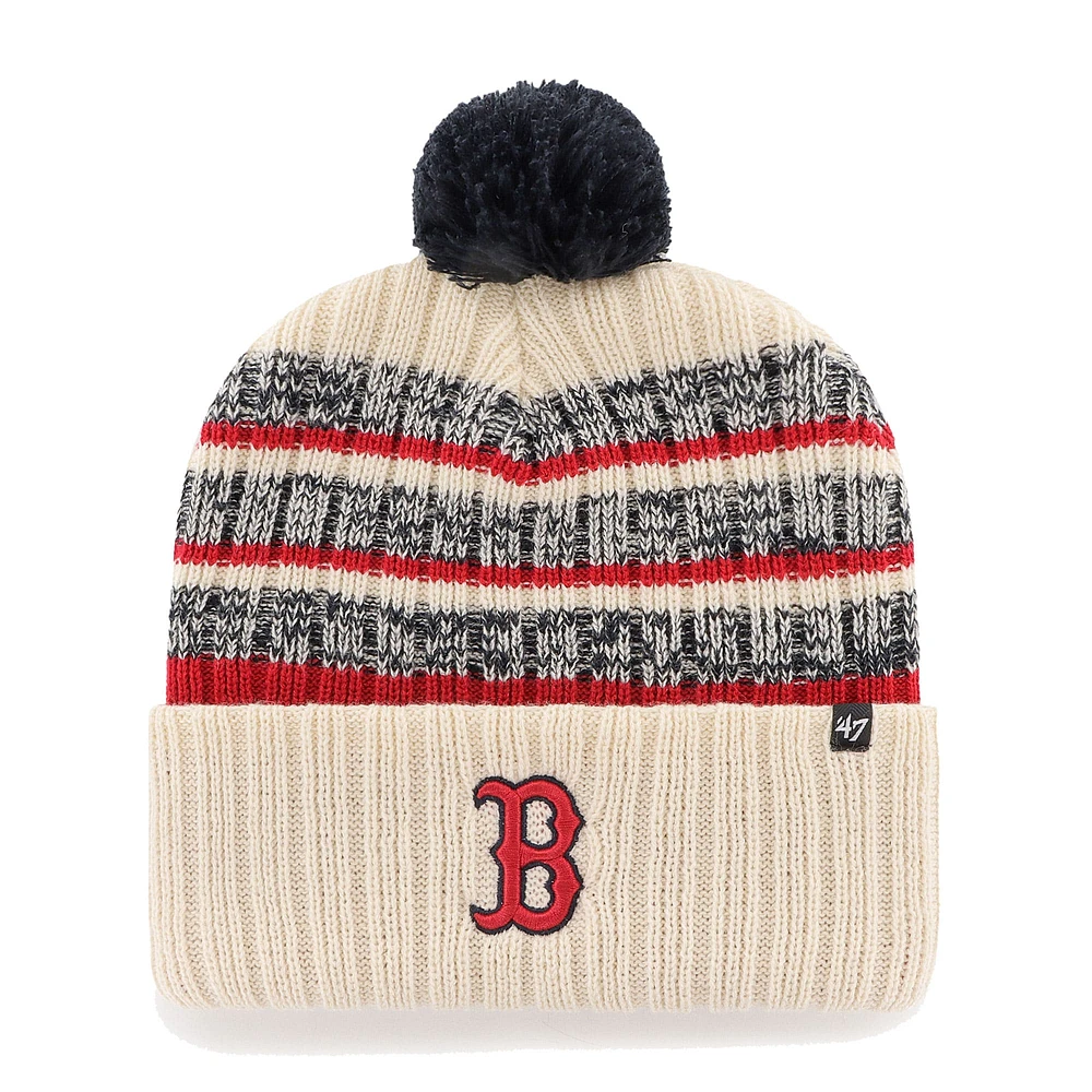 Bonnet en tricot à revers Tavern '47 Natural Boston Red Sox pour hommes avec pompon