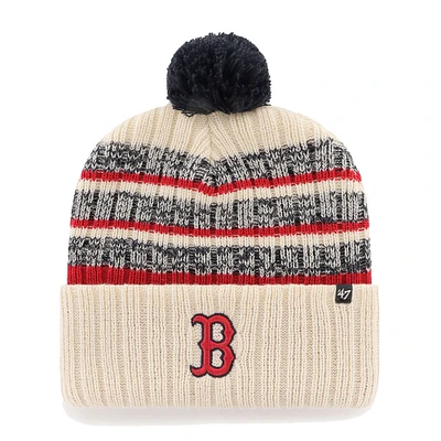 Bonnet en tricot à revers Tavern '47 Natural Boston Red Sox pour hommes avec pompon