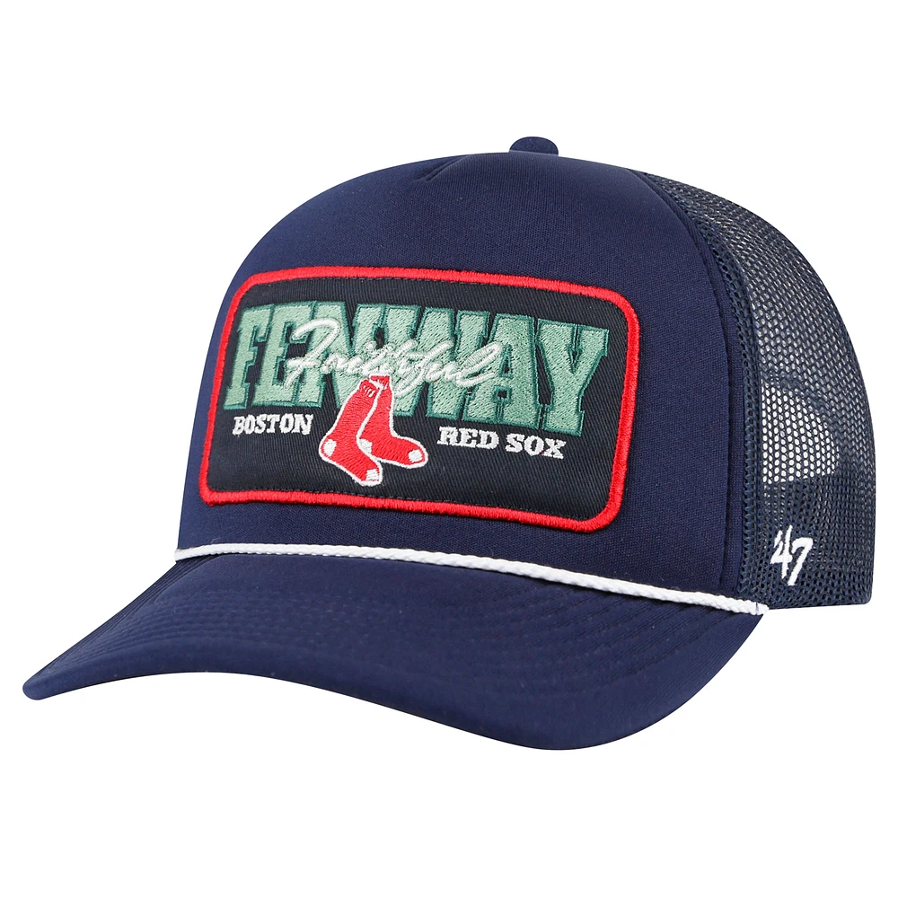 Casquette réglable de camionneur en mousse avec patch local des Red Sox de Boston '47 bleu marine pour hommes