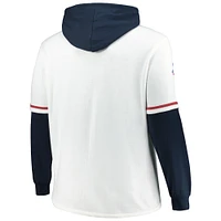 Men's '47 White/Navy Boston Red Sox Big & Tall Trifecta Shortstop Pullover Hoodie