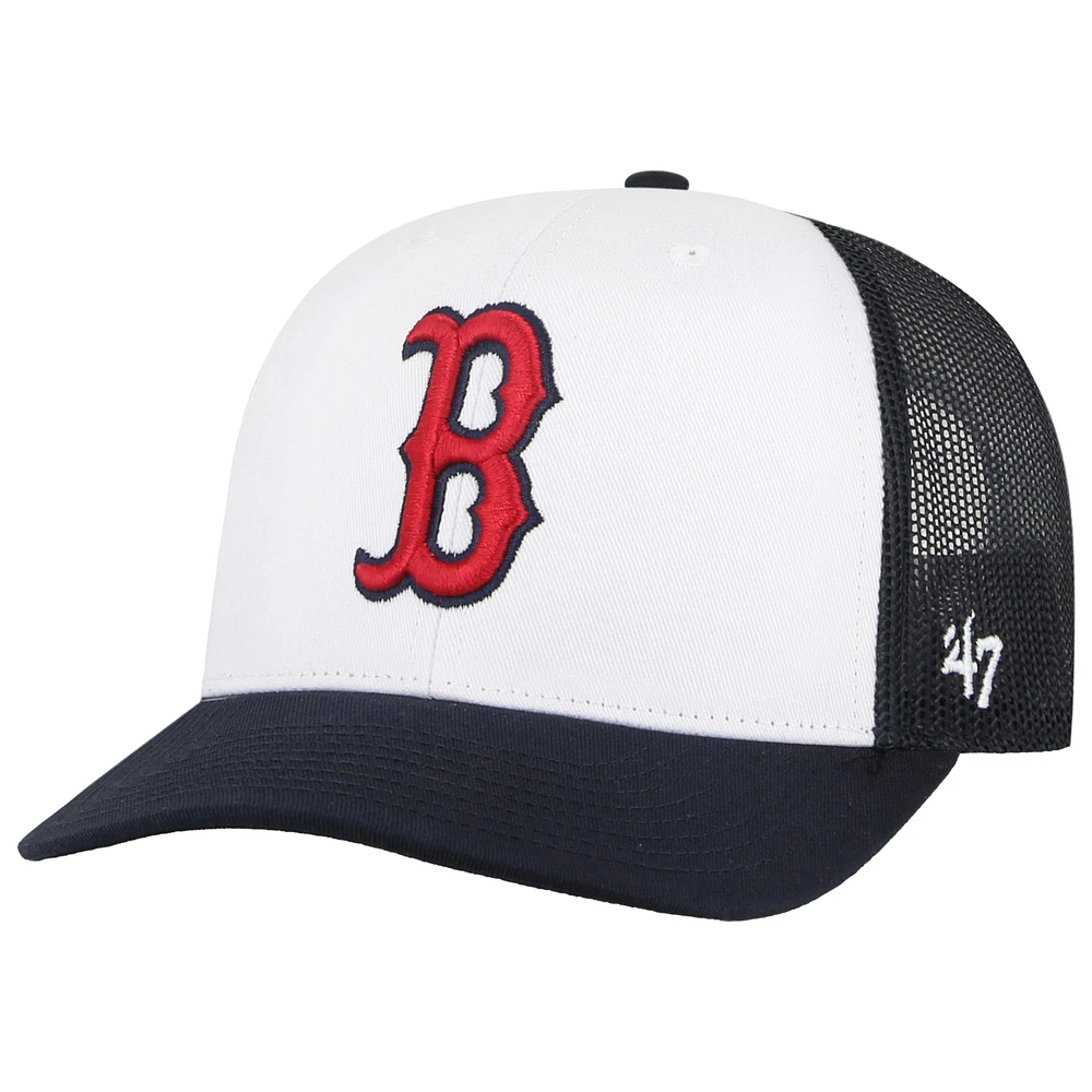 Men's '47 White/Navy Boston Red Sox Freshman Trucker Adjustable Hat