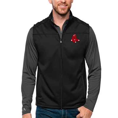 Men's Antigua Black Boston Red Sox Links Full-Zip Golf Vest